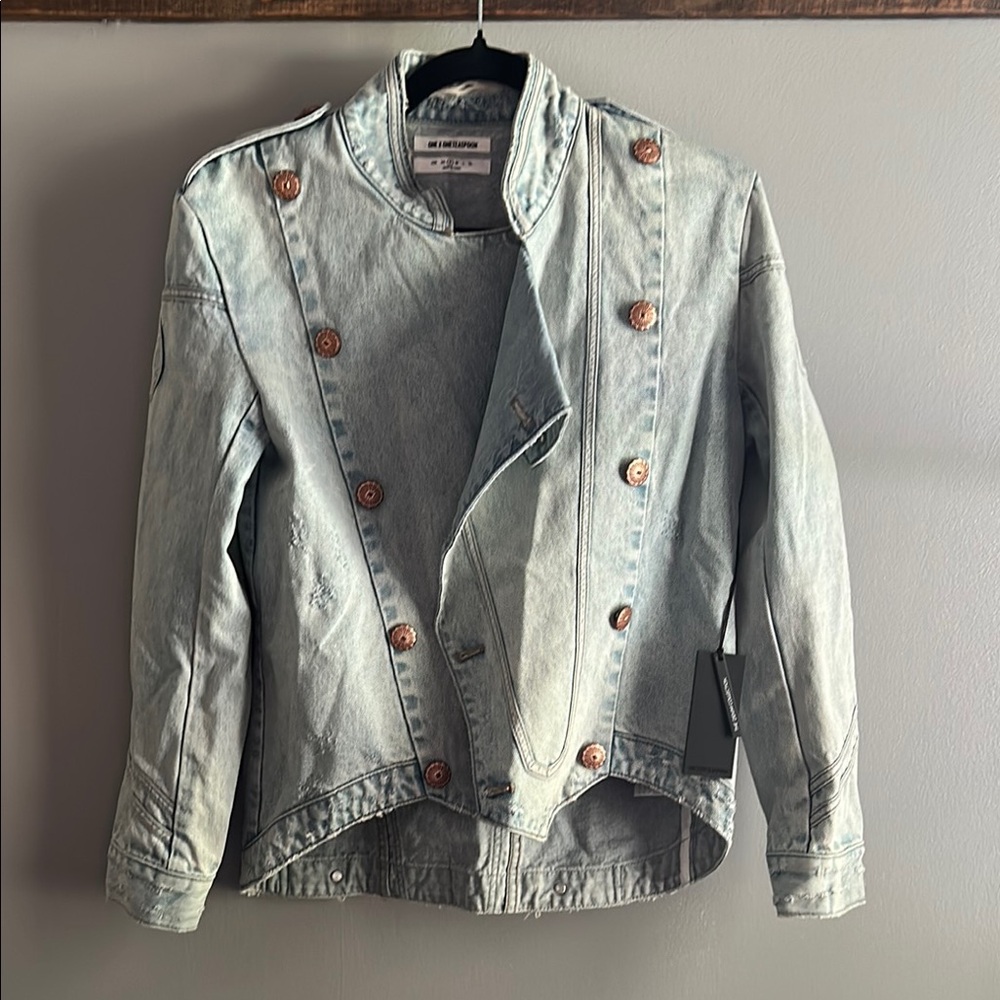 One Teaspoon Blue Jean Jacket Cropped Asymmetrical